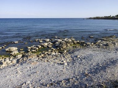 Bulgaristan 'ın Dobrich Bölgesi' ndeki Şabla Burnu yakınlarındaki Karadeniz sahili yaz manzarası