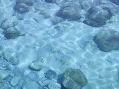Lalaria Beach, Sporades, Thessaly, Yunanistan yakınlarındaki Skiathos Adası Sahil Çizgisi Panoraması