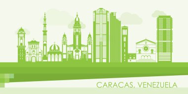 Caracas, Venezuela 'nın Yeşil Skyline panoraması - vektör illüstrasyonu
