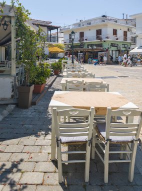 Skiathos, Sporades, Thessaly, Yunanistan 'ın Eski Kasabası' nın Hayret Veren Manzarası