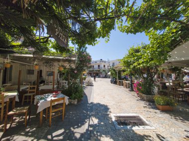 Skiathos, Sporades, Thessaly, Yunanistan 'ın Eski Kasabası' nın Hayret Veren Manzarası