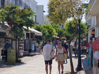 Skiathos, Sporades, Thessaly, Yunanistan 'ın Eski Kasabası' nın Hayret Veren Manzarası