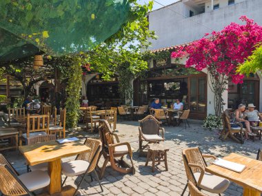 Skiathos, Sporades, Thessaly, Yunanistan 'ın Eski Kasabası' nın Hayret Veren Manzarası