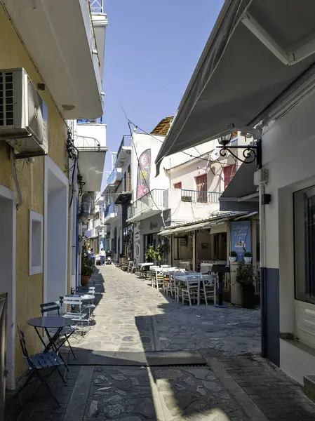 Skiathos, Sporades, Thessaly, Yunanistan 'ın Eski Kasabası' nın Hayret Veren Manzarası