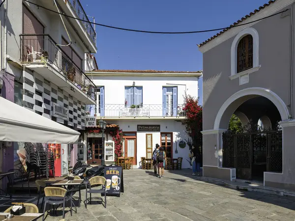 Skiathos, Sporades, Thessaly, Yunanistan 'ın Eski Kasabası' nın Hayret Veren Manzarası