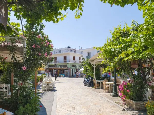 Skiathos, Sporades, Thessaly, Yunanistan 'ın Eski Kasabası' nın Hayret Veren Manzarası