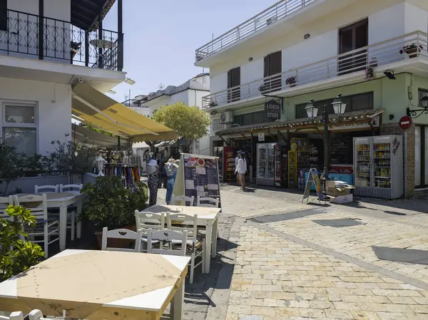 Skiathos, Sporades, Thessaly, Yunanistan 'ın Eski Kasabası' nın Hayret Veren Manzarası