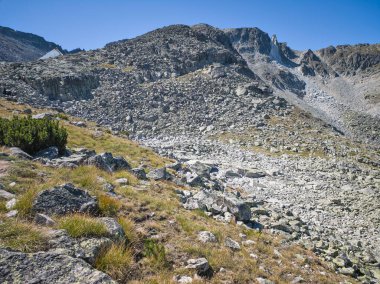 Bulgaristan 'ın Musala zirvesi ve Buz Gölü yakınlarındaki Rila dağının yaz manzarası