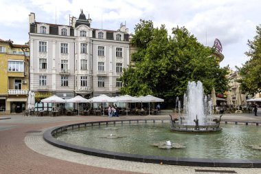 PLOVDIV, BULGARIA - 25 Eylül 2025: Bulgaristan 'ın Plovdiv kentinin merkezinin şaşırtıcı Panoraması