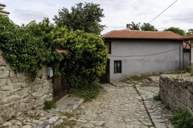 Typical street and houses at The old town of city of Plovdiv, Bulgaria