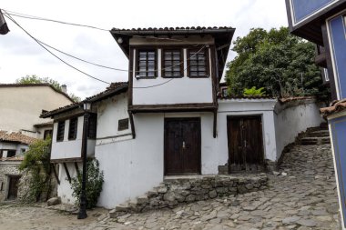 Typical street and houses at The old town of city of Plovdiv, Bulgaria