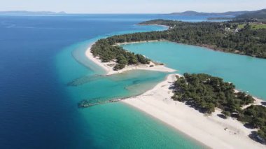 Lagoon Sahili yakınlarındaki Kassandra kıyı şeridi, Chalkidiki, Orta Makedonya, Yunanistan