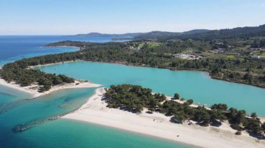 Lagoon Sahili yakınlarındaki Kassandra kıyı şeridi, Chalkidiki, Orta Makedonya, Yunanistan