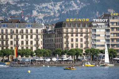 GENEVA, SWitzERLAND - 17 Haziran 2023: İsviçre 'nin Cenevre kentinin şaşırtıcı panoramik manzarası
