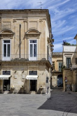 LECCE, İtalya - 12 Mayıs 2024: İtalya 'nın Apulia Bölgesi' ndeki Eski Lecce kasabasının muhteşem manzarası