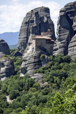 Meteora Manastırları, Teselya, Yunanistan 'ın Bahar Panoramik Manastırı