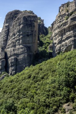 Meteora Manastırları, Teselya, Yunanistan 'ın Bahar Panoramik Manastırı