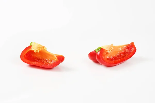 Two Red Bell Pepper Quarters White Background Stock Image