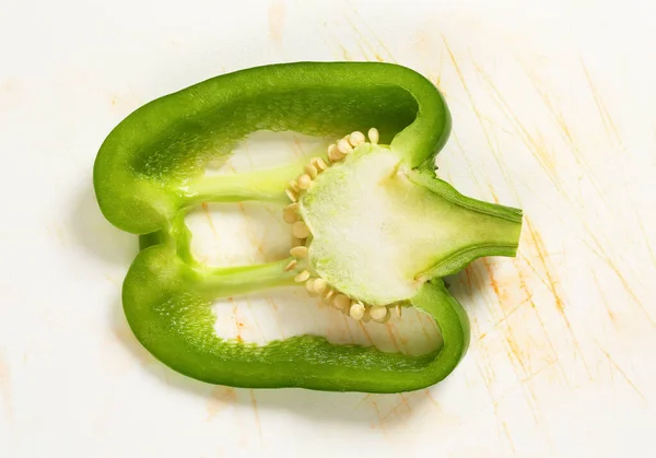 Thin Slice Green Bell Pepper Cross Section Stock Picture