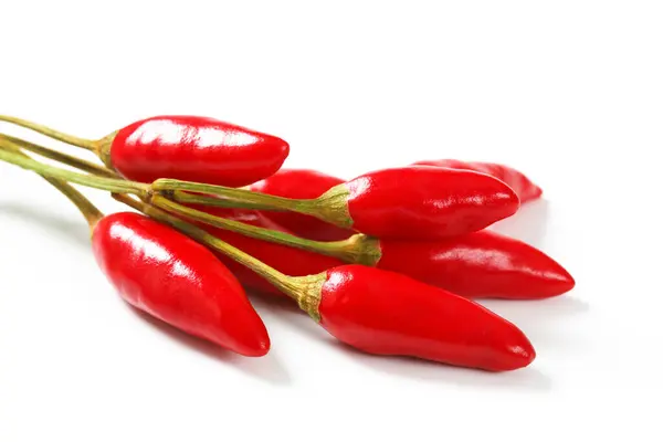 Small Red Chili Peppers White Background Stock Photo