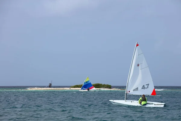 Oranjestad Aruba March 2022 Small Laser Sunfish Sailing Boats Sailing — 图库照片