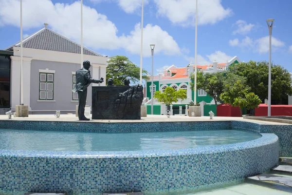 Oranjestad Aruba Липня 2022 Фонтан Скульптура Трьох Чоловіків Які Зробили — стокове фото