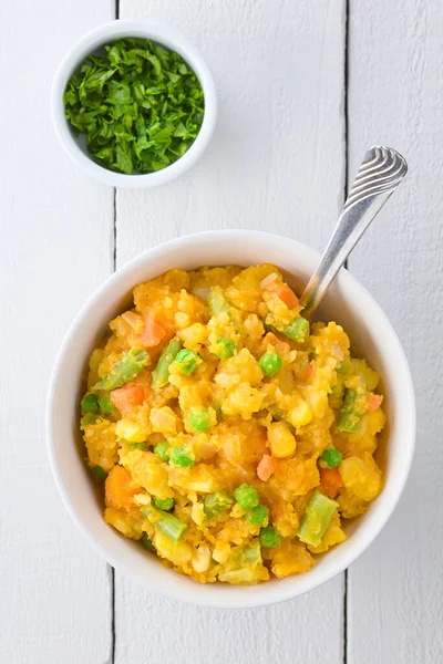 Charquican Traditional Chilean Dish Vegetarian Version Made Lightly Mashed Mixed — Stock Photo, Image