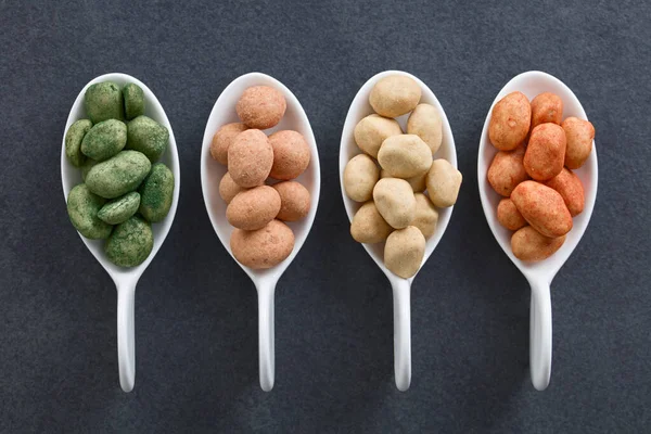 Variedade Amendoins Estilo Japonês Crocante Revestido Nozes Biscoito Com Diferentes Fotos De Bancos De Imagens