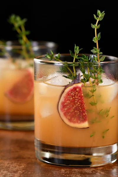 Bourbon Zure Cocktail Met Vijgenkruiden Citroensap Siroop Makkelijk Maken Maar — Stockfoto