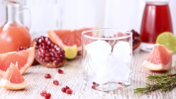 Pomegranate Paloma Classic Cocktail Made Freshly Squeezed Pomegranate Grapefruit Soda — Αρχείο Βίντεο