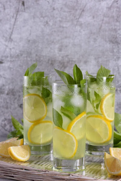 Basil Lemon Gin Tonic Very Light Incredibly Refreshing Cocktail —  Fotos de Stock