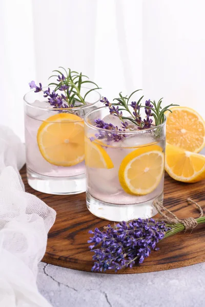 stock image Lavender summer cocktail lemonade or rosemary. Refreshing organic soft drink.