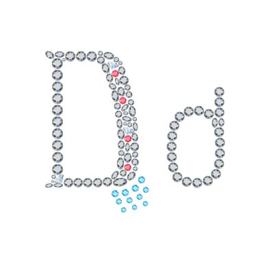 Büyük harf ve küçük harf İngiliz dili tasarımcısı alfabesi değerli taş stili, vektör illüstrasyonu. Markalaşma, logolar, tipografi, mücevher tasarımı ve prim projeleri için uygundur