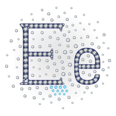 Büyük harf ve küçük harf İngiliz dili tasarımcısı alfabesi değerli taş stili, vektör illüstrasyonu. Markalaşma, logolar, tipografi, mücevher tasarımı ve prim projeleri için uygundur