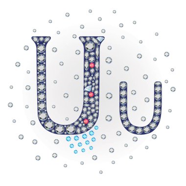 Büyük harf ve küçük harf İngiliz dili tasarımcısı alfabesi değerli taş stili, vektör illüstrasyonu. Markalaşma, logolar, tipografi, mücevher tasarımı ve prim projeleri için uygundur