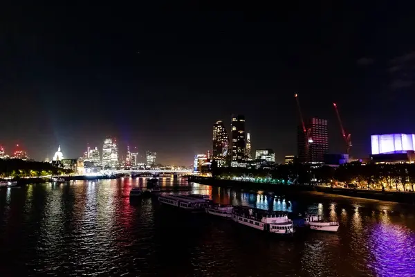 River Thnames Night View London England — стокове фото