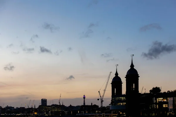 London Night View River Thames London England Silhouettes Architectural Monuments — Stock Photo, Image