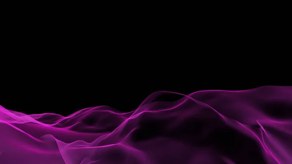 在黑色背景上的透明彩色能量的抽象波 3D插图 — 图库照片