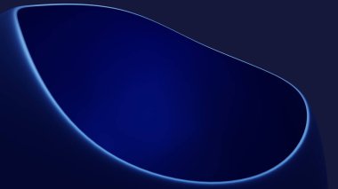 Colorful illustration of a blue abstract curved geometric shape. 3D rendering (CGI)