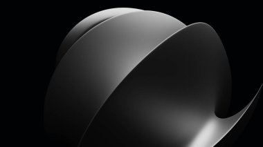 Abstract background template with distorted, flowing and twisting silver geometry. 3D illustration, rendering (CGI)