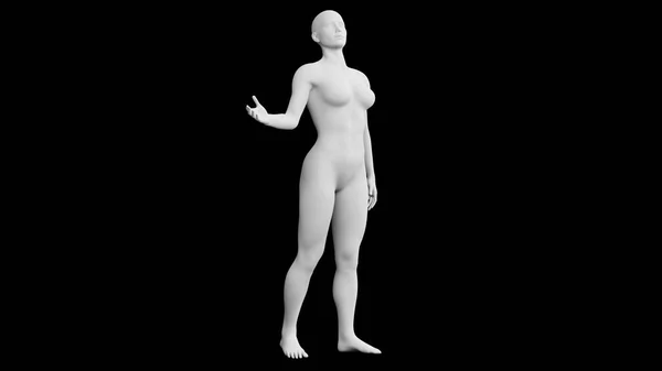 黒人で隔離されたポーズをとる美しい陸上競技の若い女性 基本的なメッシュ ロボット 3Dイラスト レンダリング サイドビュー — ストック写真