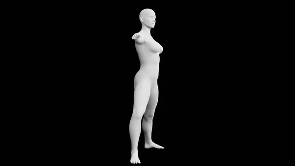 黒人で隔離されたポーズをとる美しい陸上競技の若い女性 基本的なメッシュ ロボット 3Dイラスト レンダリング サイドビュー — ストック写真