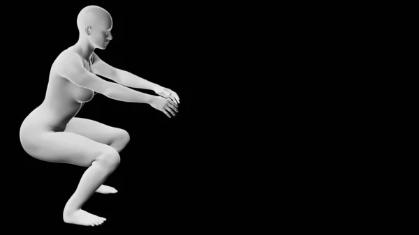Красивая Атлетичная Молодая Женщина Позирует Изолированно Черном Обычная Сетка Робот — стоковое фото
