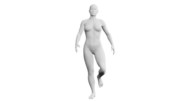 黒人で隔離されたポーズをとる美しい陸上競技の若い女性 基本的なメッシュ ロボット 3Dイラスト レンダリング 正面図 — ストック写真