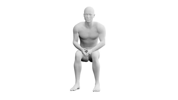 Krásný Atletický Mladý Muž Pózující Izolovaný Bílém Pozadí Ilustrace Vykreslování — Stock fotografie