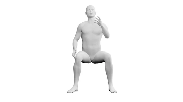 白い背景に隔離された美しい陸上競技の若者のポーズ 3Dイラスト レンダリング 人工知能 アンドロイド マネキン 正面図 — ストック写真