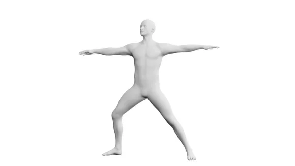Beau Jeune Homme Athlétique Posant Isolé Sur Fond Blanc Illustration — Photo