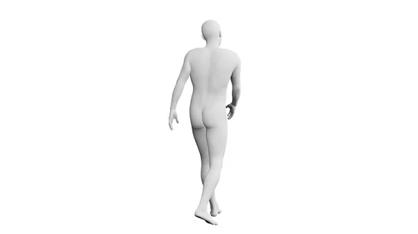 白い背景に隔離された美しい陸上競技の若者のポーズ 3Dイラスト レンダリング 人工知能 アンドロイド マネキン バックビュー — ストック写真