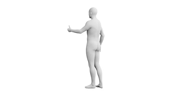 漂亮的运动青年男子的姿势 孤立在白色的背景 3D说明 人工智能 机器人 人体模型 背景色 — 图库照片