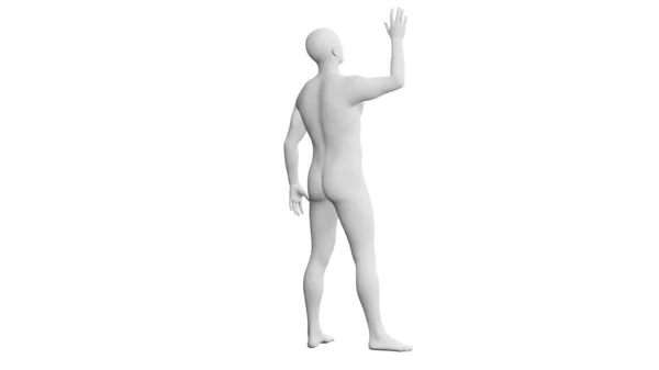 漂亮的运动青年男子的姿势 孤立在白色的背景 3D说明 人工智能 机器人 人体模型 背景色 — 图库照片